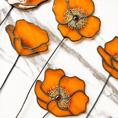 California Poppy Stained Glass Suncatcher Bouquet, Housewarming Gift