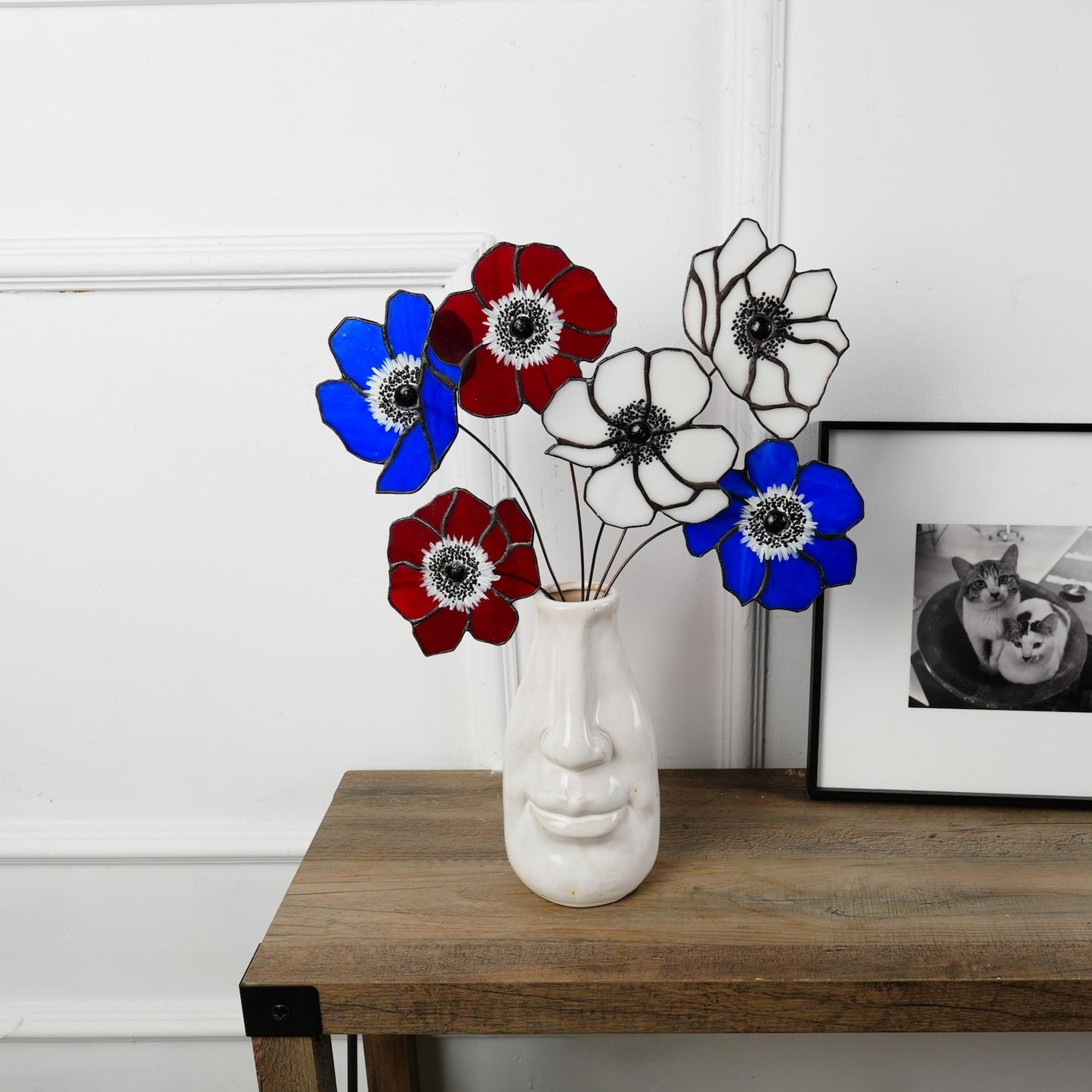 Stained Glass Anemone Flower: Art Deco Garden Decor