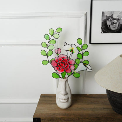 Stained Glass Carnation & Calla Lily Bouquet: Handmade Floral Decor