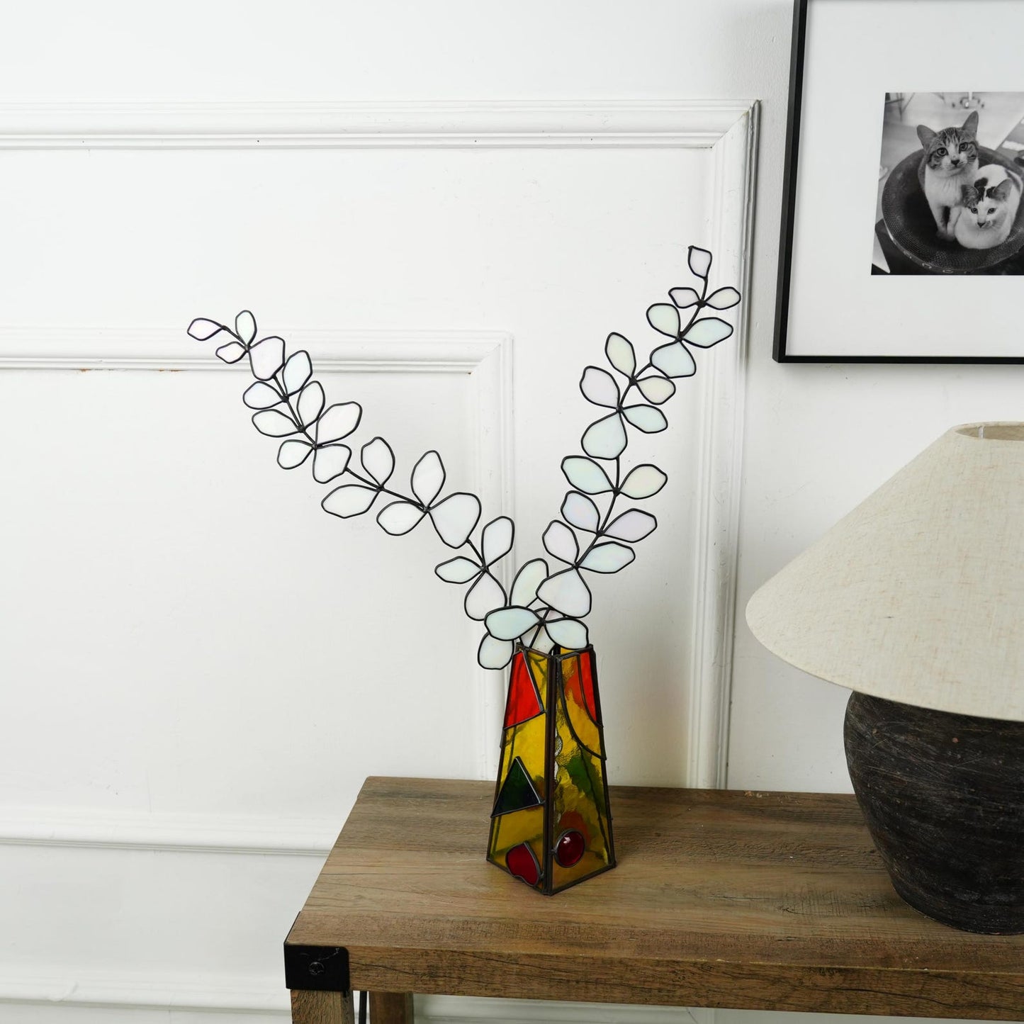 Stained Glass Eucalyptus Branches – Green Leaf Home Decor