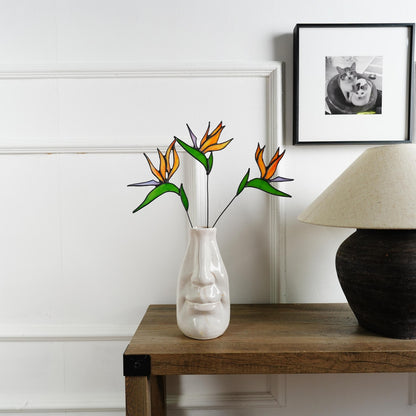 Stained Glass Bird of Paradise Flower set of 3– Tropical Botanical Decor