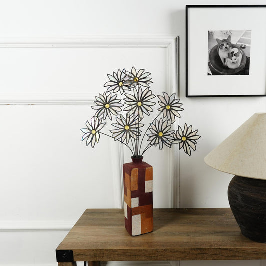Stained Glass Daisy Bouquet – Transparent White Petals