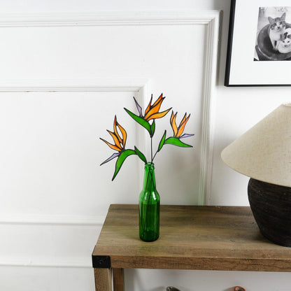 Stained Glass Bird of Paradise Flower set of 3– Tropical Botanical Decor