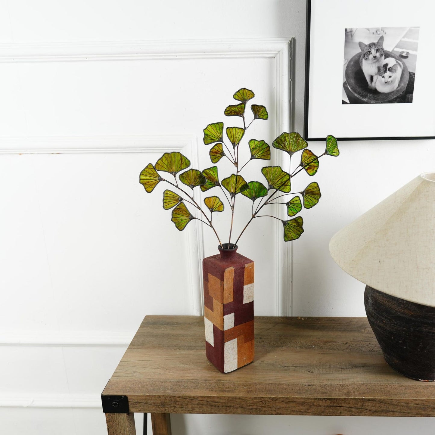 Gingko stianed glass home decor-Unique home decor Gift