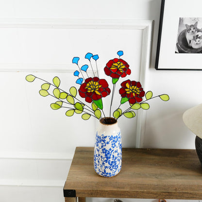 Marigold and Eucalyptus stained glass home decor-Unique Gift