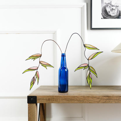 Heliconia stained glass home decor-Unique home gift