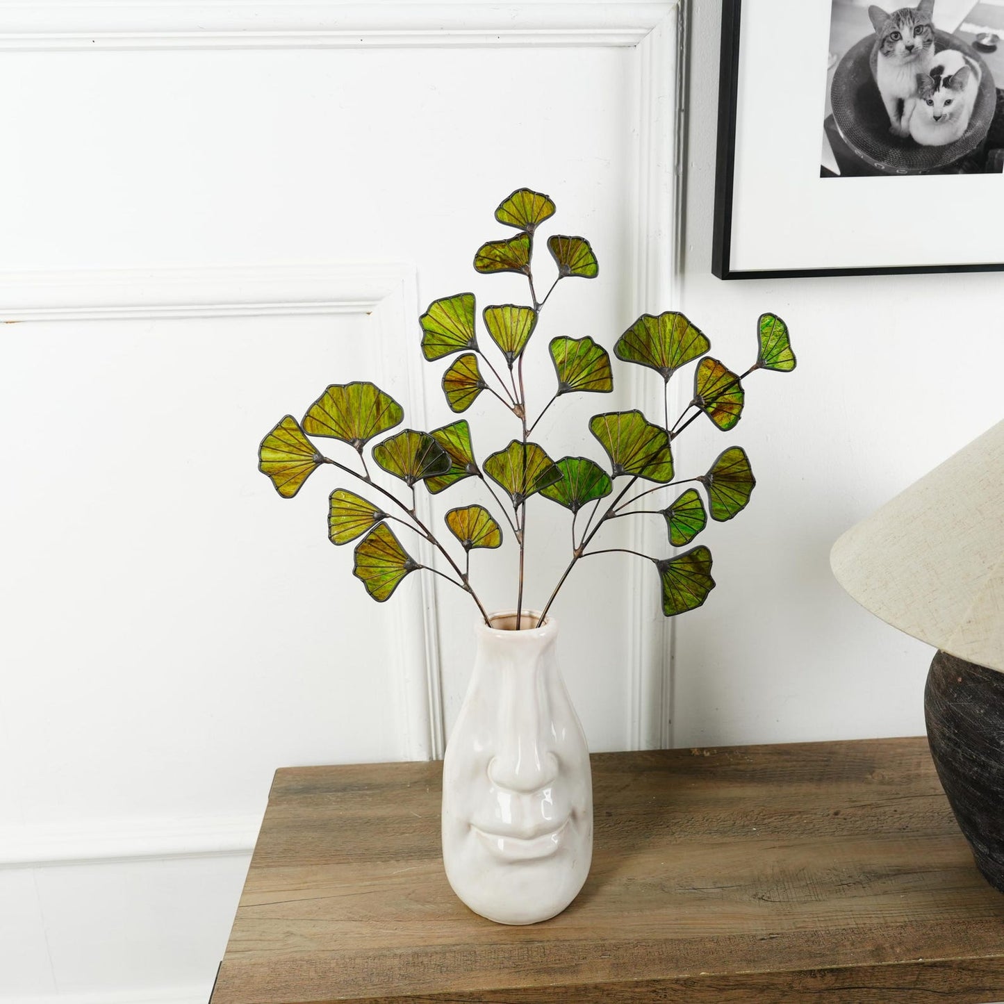 Gingko stianed glass home decor-Unique home decor Gift