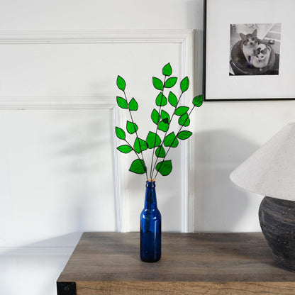 Stained Glass Green Leaf  – Spring Home Decor