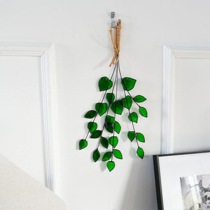Stained Glass Green Leaf  – Spring Home Decor
