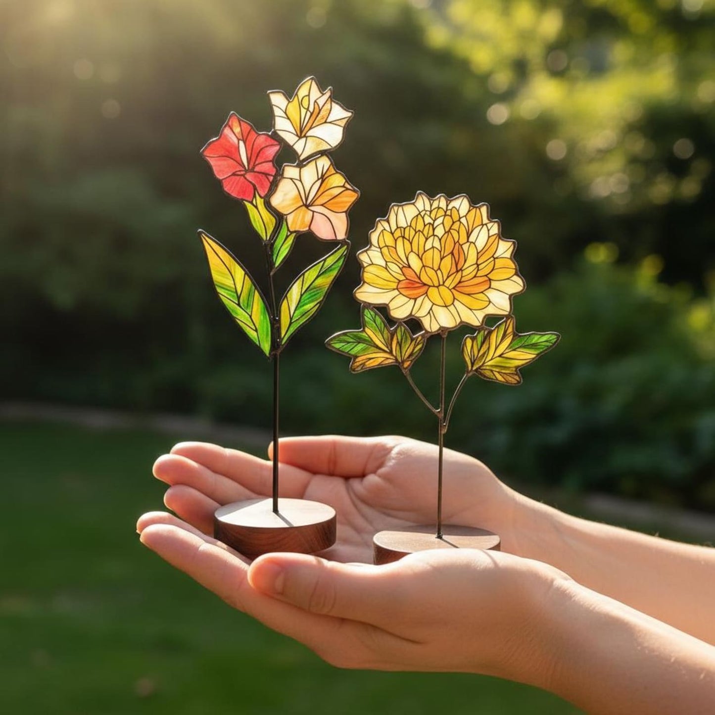 Custom Stained Glass Flower Bouquet – Personalized Mother's Day Gift