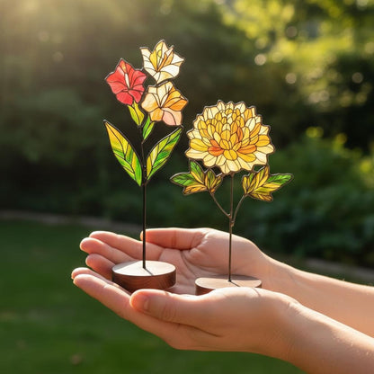 Custom Stained Glass Flower Bouquet – Personalized Mother's Day Gift