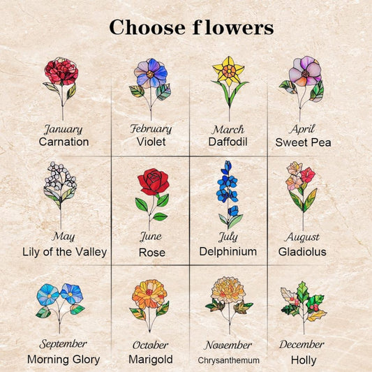 Stained Glass Birth Month Flower Stake – Personalized Mother's Day Gift