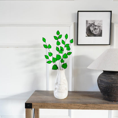 Stained Glass Green Leaf  – Spring Home Decor