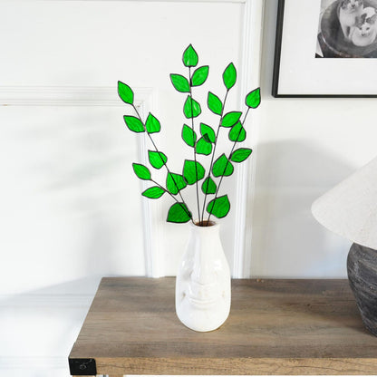 Stained Glass Green Leaf  – Spring Home Decor