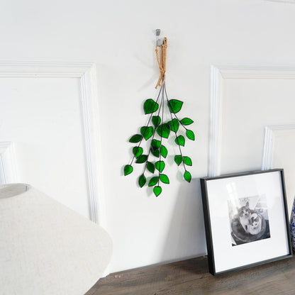 Stained Glass Green Leaf  – Spring Home Decor