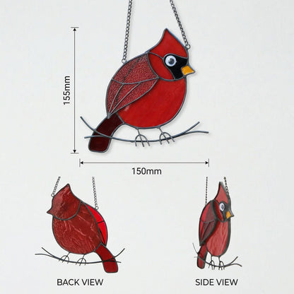 Red Cardinal Stained Glass Suncatcher, Mothers Day Gift for Mom, Handmade Bird Window Hanging, Memorial Gift, Sun Catcher Glass Art