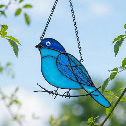 Stained Glass Blue bird Suncatcher | Handmade Window Hanging Bird Art | Mother's Day Gift | Spring Decor | Bird Lover Gift