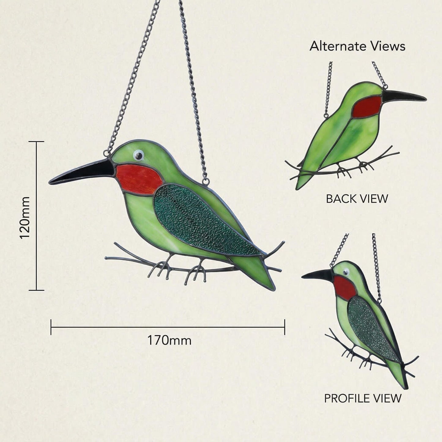 Hummingbird Stained Glass Suncatcher | Handmade Window Hanging Bird Decor | Housewarming Gift for Mom | Bird Lover Unique Present