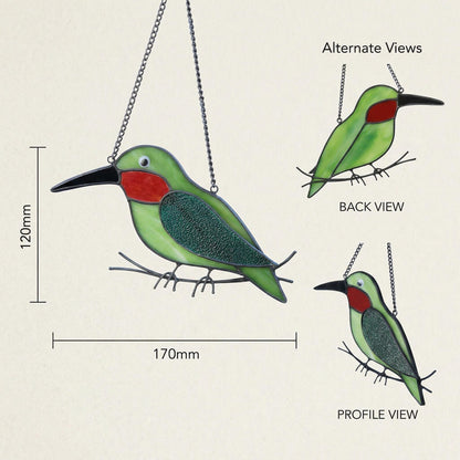 Hummingbird Stained Glass Suncatcher | Handmade Window Hanging Bird Decor | Housewarming Gift for Mom | Bird Lover Unique Present