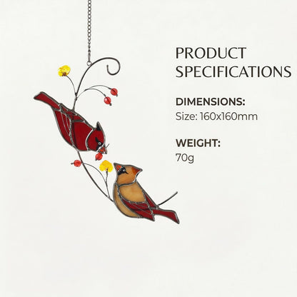 Stained Glass Cardinal Suncatcher | Mother's Day Gift for Mom | Bird Window Hanging | Memorial Gift | Spring Garden Decor