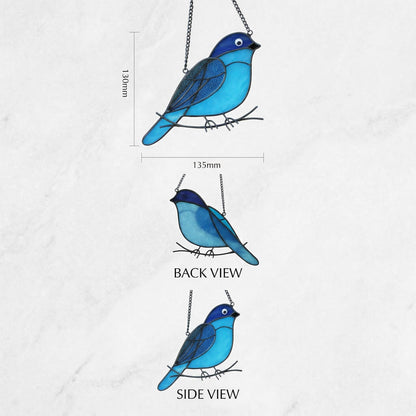 Stained Glass Blue bird Suncatcher | Handmade Window Hanging Bird Art | Mother's Day Gift | Spring Decor | Bird Lover Gift