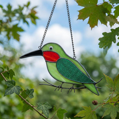 Hummingbird Stained Glass Suncatcher | Handmade Window Hanging Bird Decor | Housewarming Gift for Mom | Bird Lover Unique Present