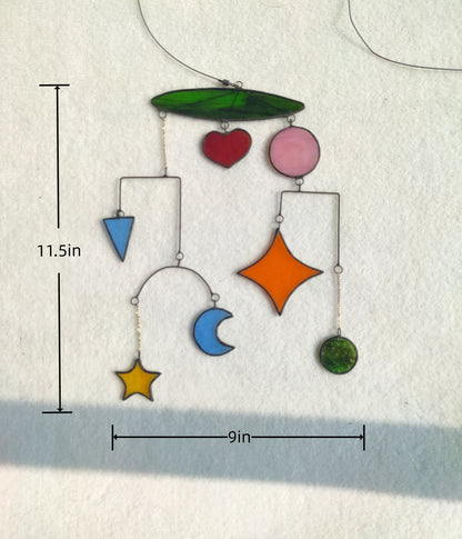 Stained Glass Mobile Suncatcher: Geometric Boho Home Decor