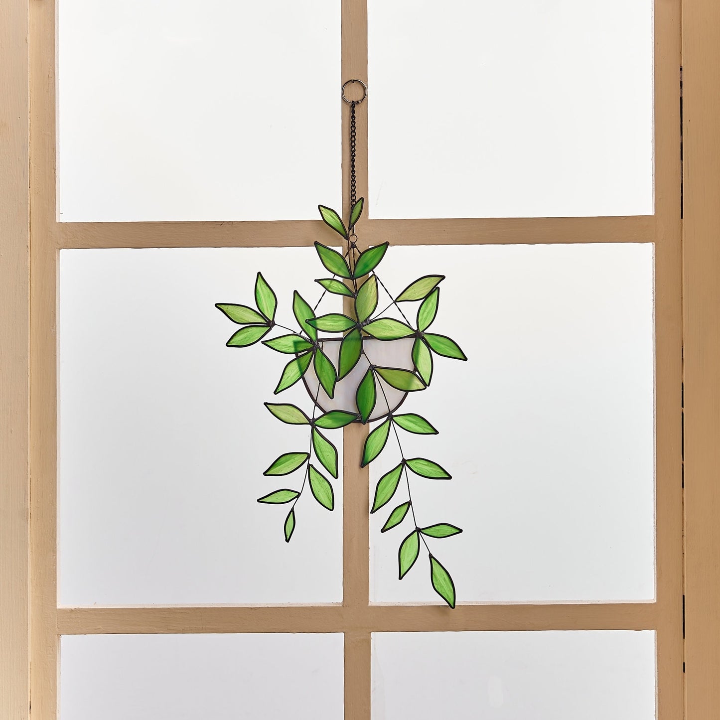 Stained Glass Plant Suncatcher: Boho Window Hanging, Home Decor (15'' H X 8.5'' W)