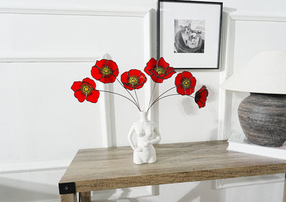 Stained Glass California Poppy Set:Faux Flower Home Decor
