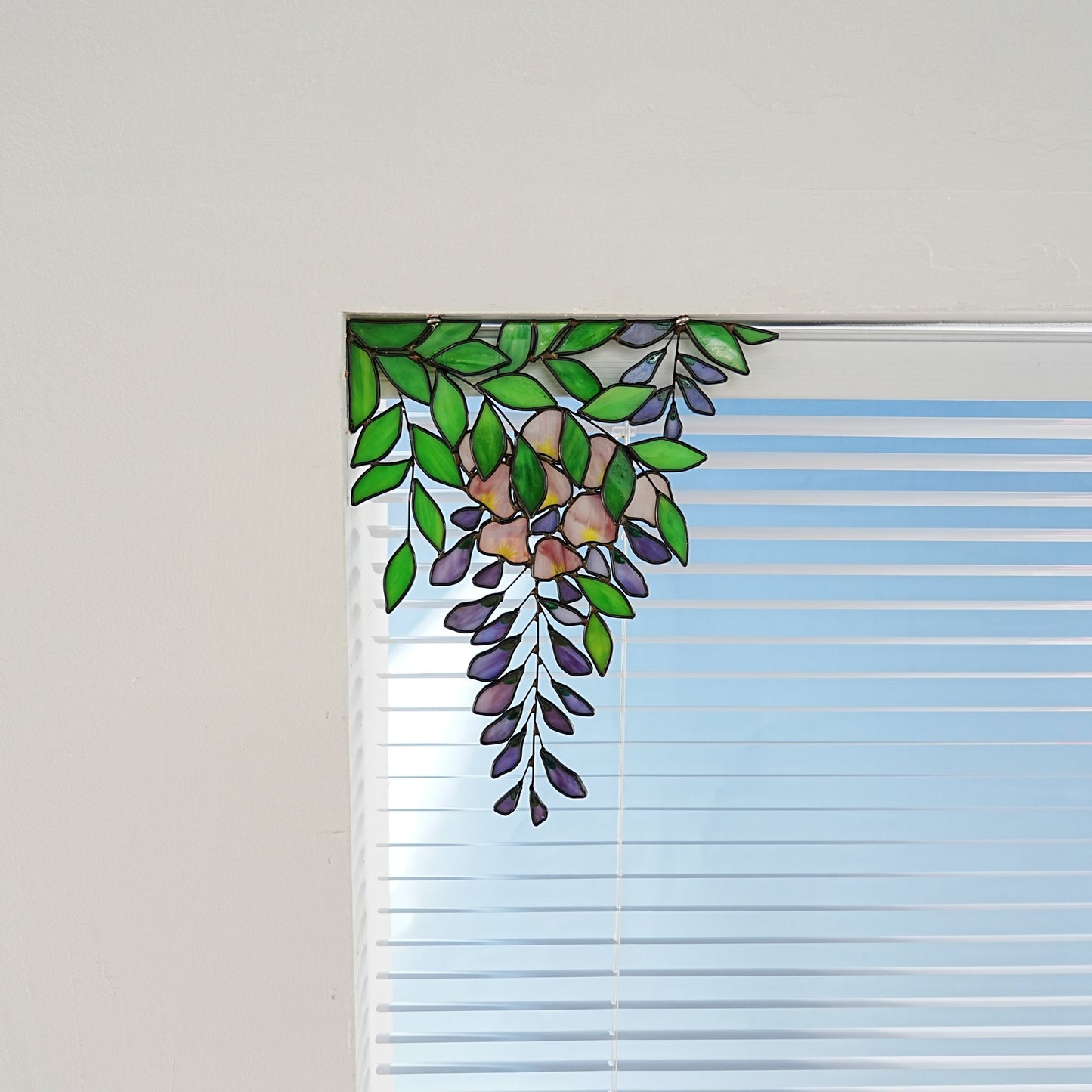 Wisteria stained glass window corner decor-Wisteria suncatcher home decor