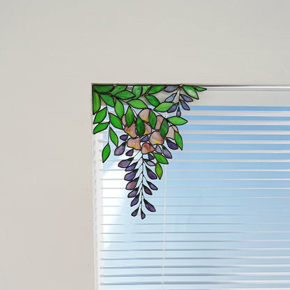 Wisteria stained glass window corner decor-Wisteria suncatcher home decor
