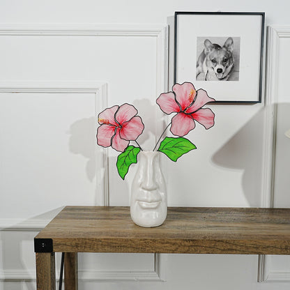 Hawaii Hibiscus Stained Glass Flowers: Home Decor, Set of 2