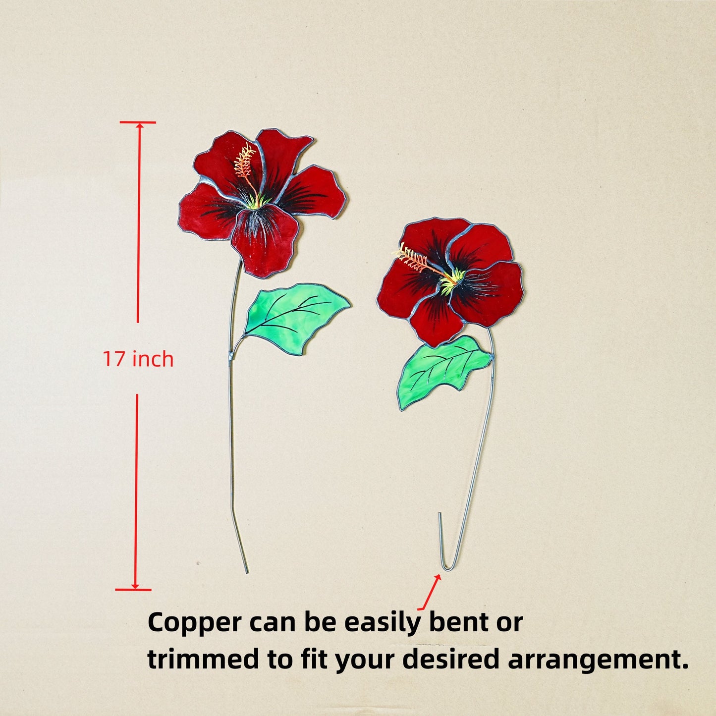 Hawaii Hibiscus Stained Glass Flowers: Home Decor, Set of 2