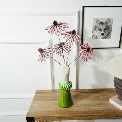 Stained Glass Black-Eyed Susan Bouquet: Set of 5 Copper Wire Flowers