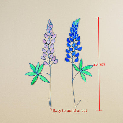 Stained Glass Lupine Flower Set: Summer Home Decor Art