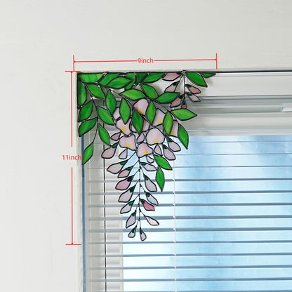 Pink Wisteria stained glass window corner decor-Pink Wisteria suncatcher home garden decor-Nature-inspired-wall art-Housewarming gift