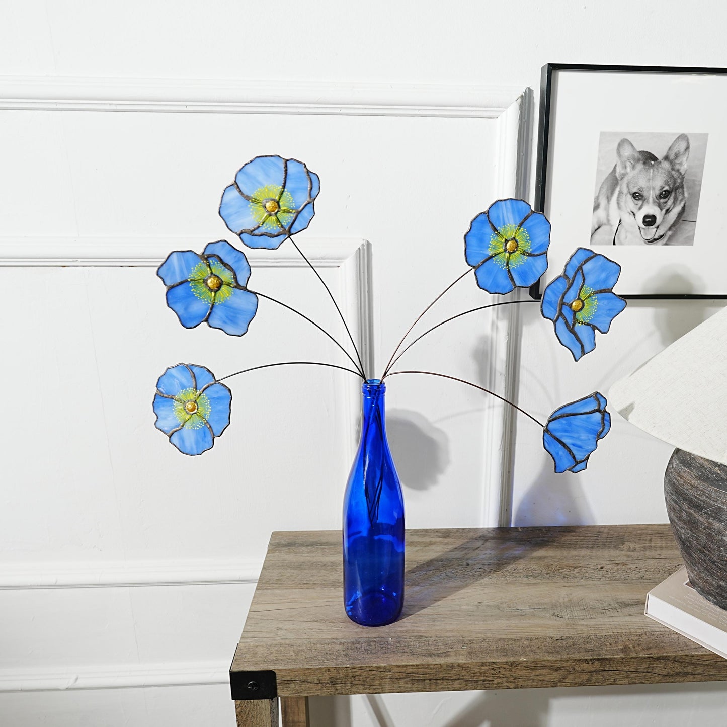Stained Glass California Poppy Set:Faux Flower Home Decor