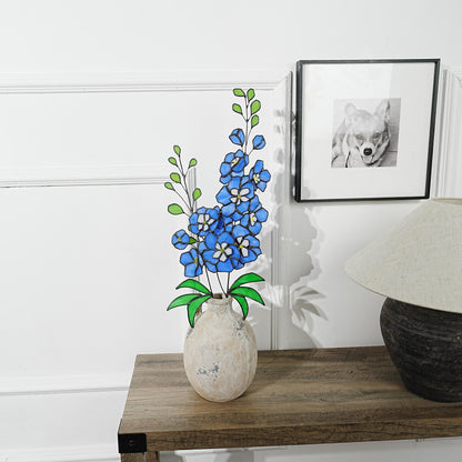 Stained Glass Delphinium Flower Decor, Blue & Purple, Set of 2
