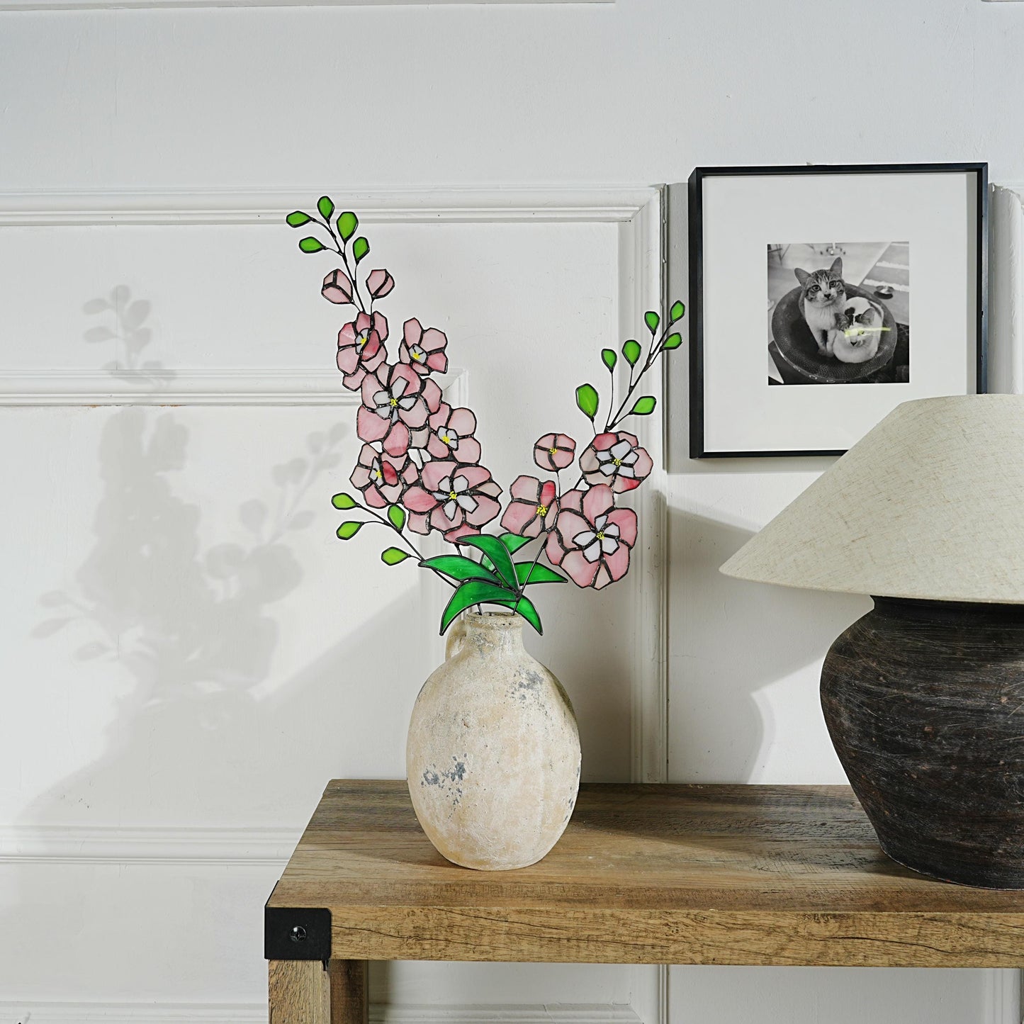 Stained Glass Delphinium Flower Decor, Blue & Purple, Set of 2