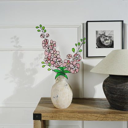 Stained Glass Delphinium Flower Decor, Blue & Purple, Set of 2