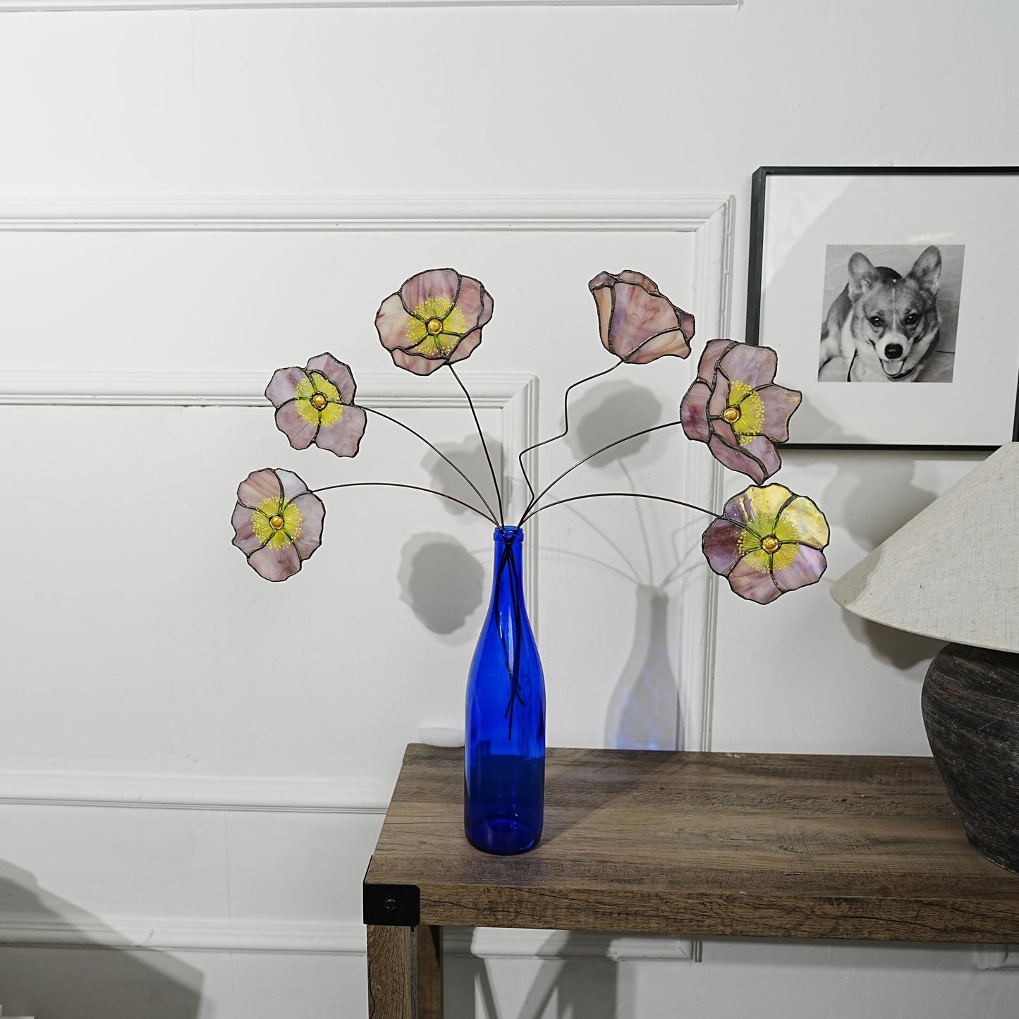 Stained Glass California Poppy Set:Faux Flower Home Decor