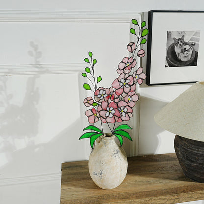 Stained Glass Delphinium Flower Decor, Blue & Purple, Set of 2