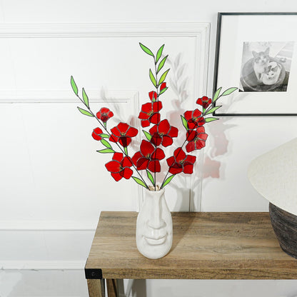 Stained Glass Gladiolus Flower Decor: Boho Garden Art, 22.5x17 in