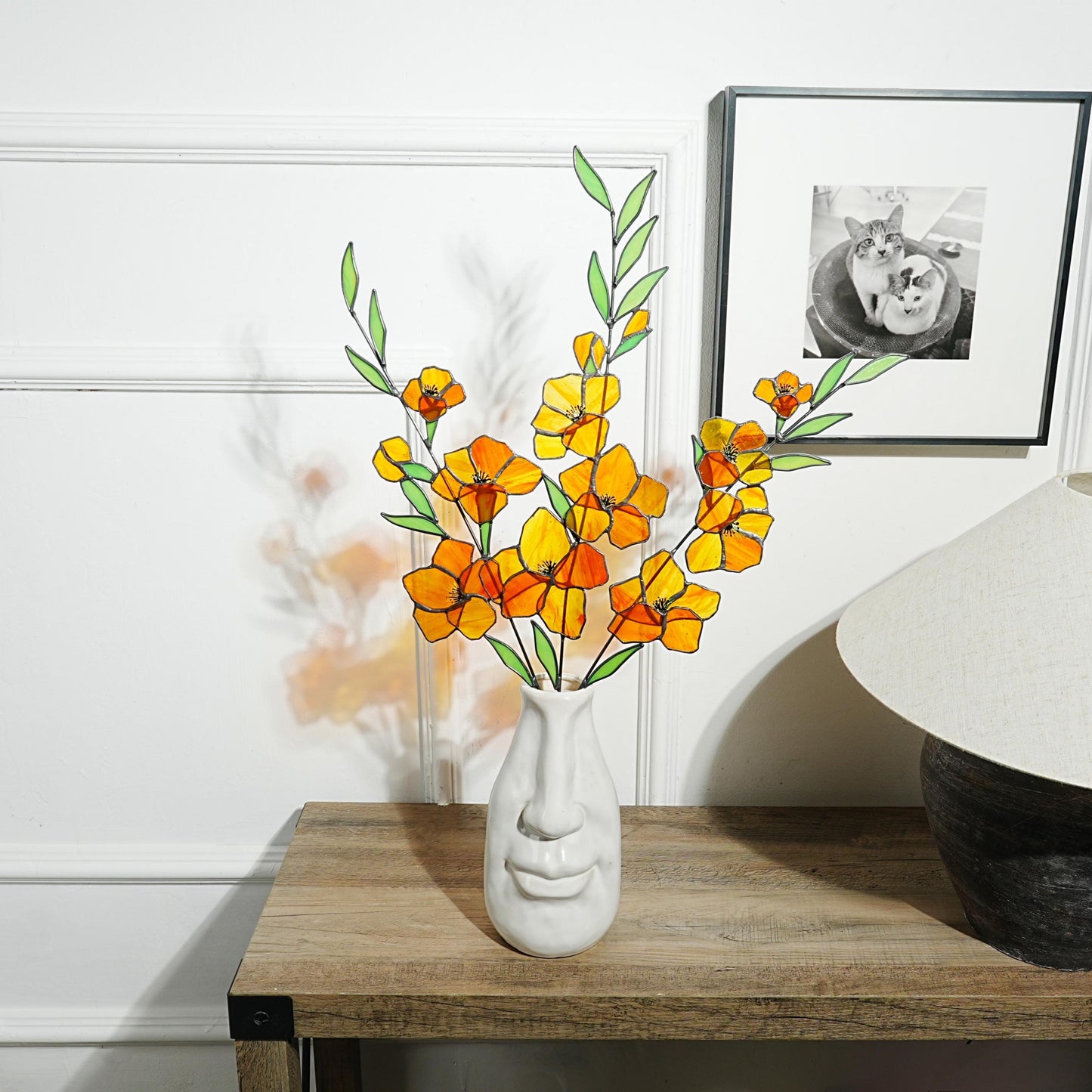 Stained Glass Gladiolus Flower Decor: Boho Garden Art, 22.5x17 in