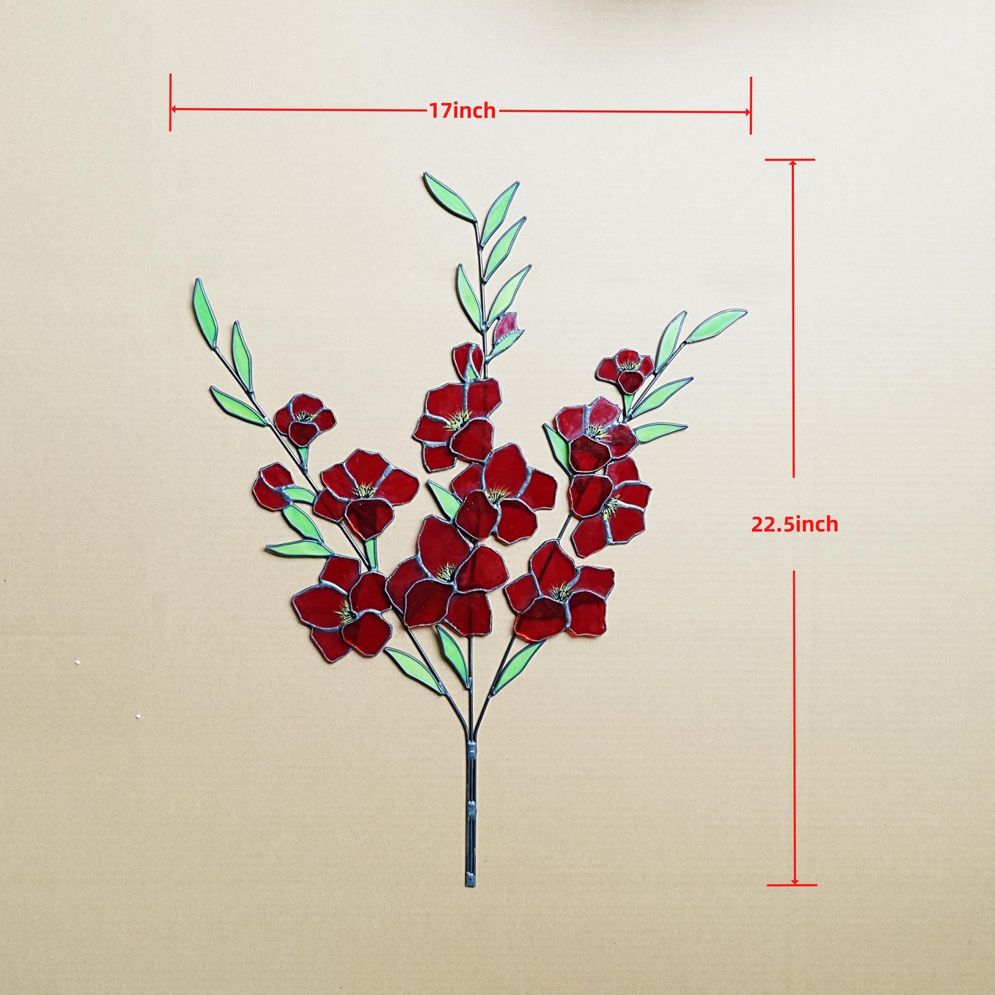 Stained Glass Gladiolus Flower Decor: Boho Garden Art, 22.5x17 in