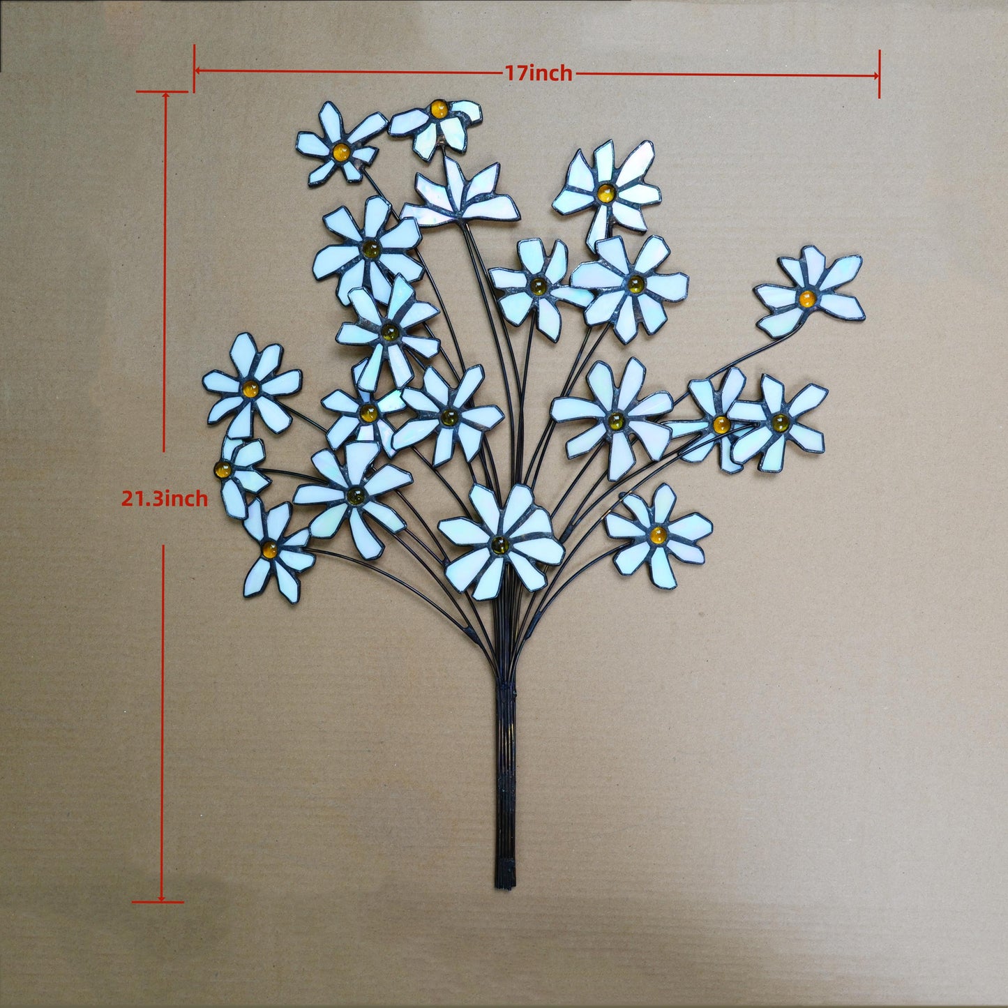 Stained Glass Daisy Bouquet: White Flower Home Decor