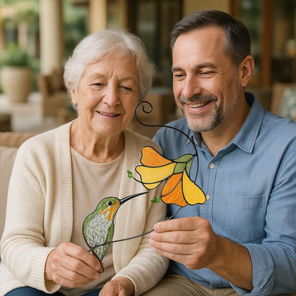 Handmade Hummingbird Stained Glass Suncatcher, Window Hanging