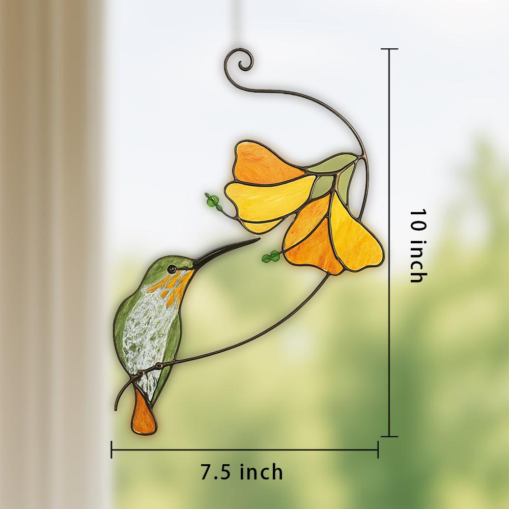 Handmade Hummingbird Stained Glass Suncatcher, Window Hanging