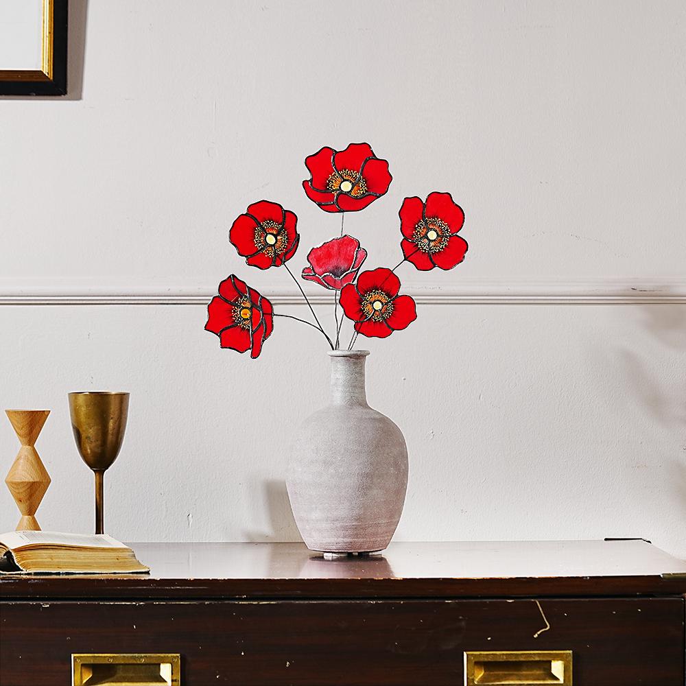 California Poppy Stained Glass Suncatcher Bouquet, Housewarming Gift