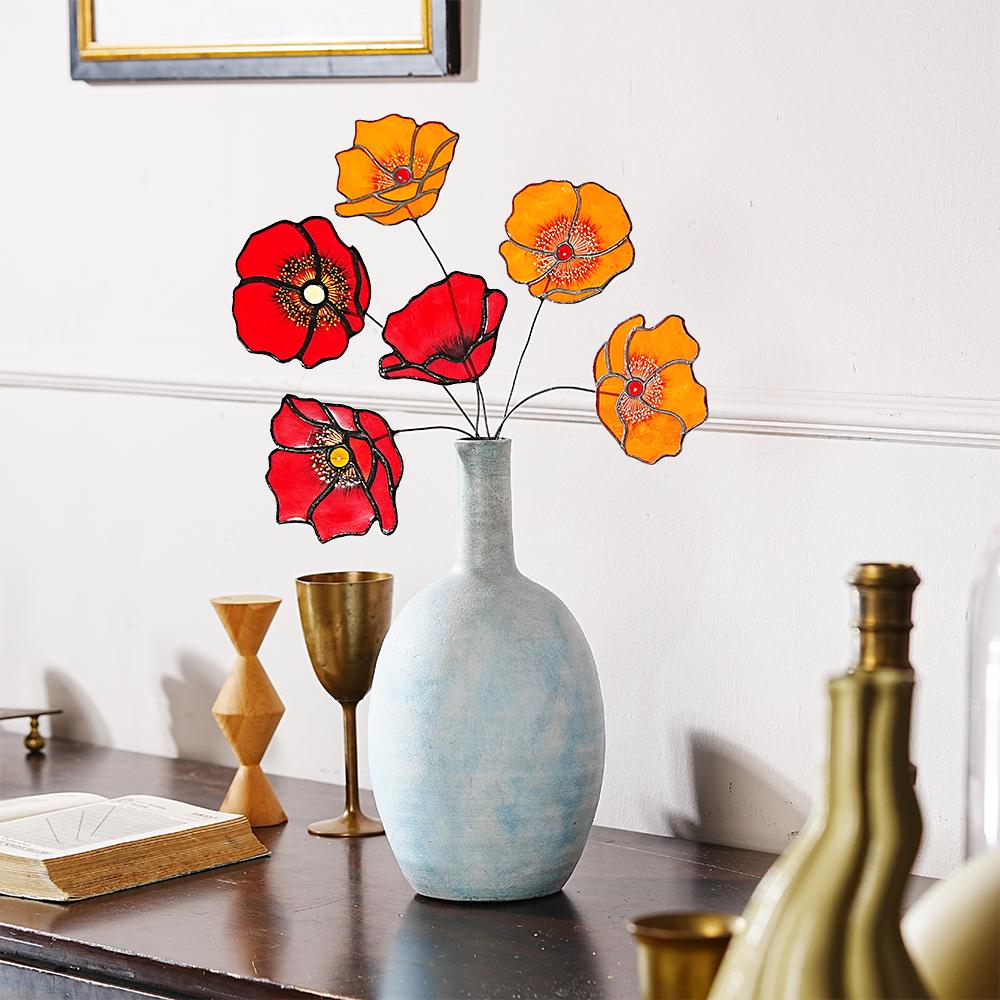 California Poppy Stained Glass Suncatcher Bouquet, Housewarming Gift